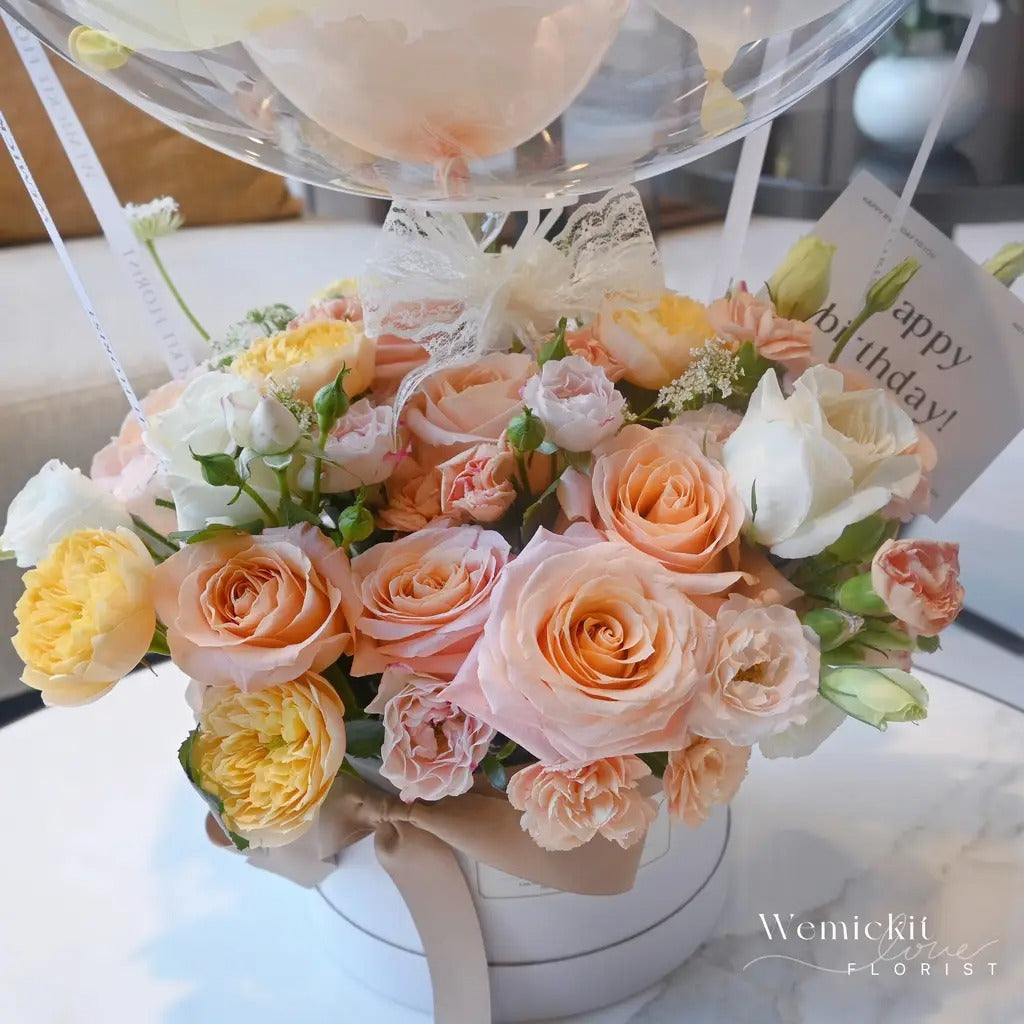 Pale Peach | Preserved Flower Box with Balloon