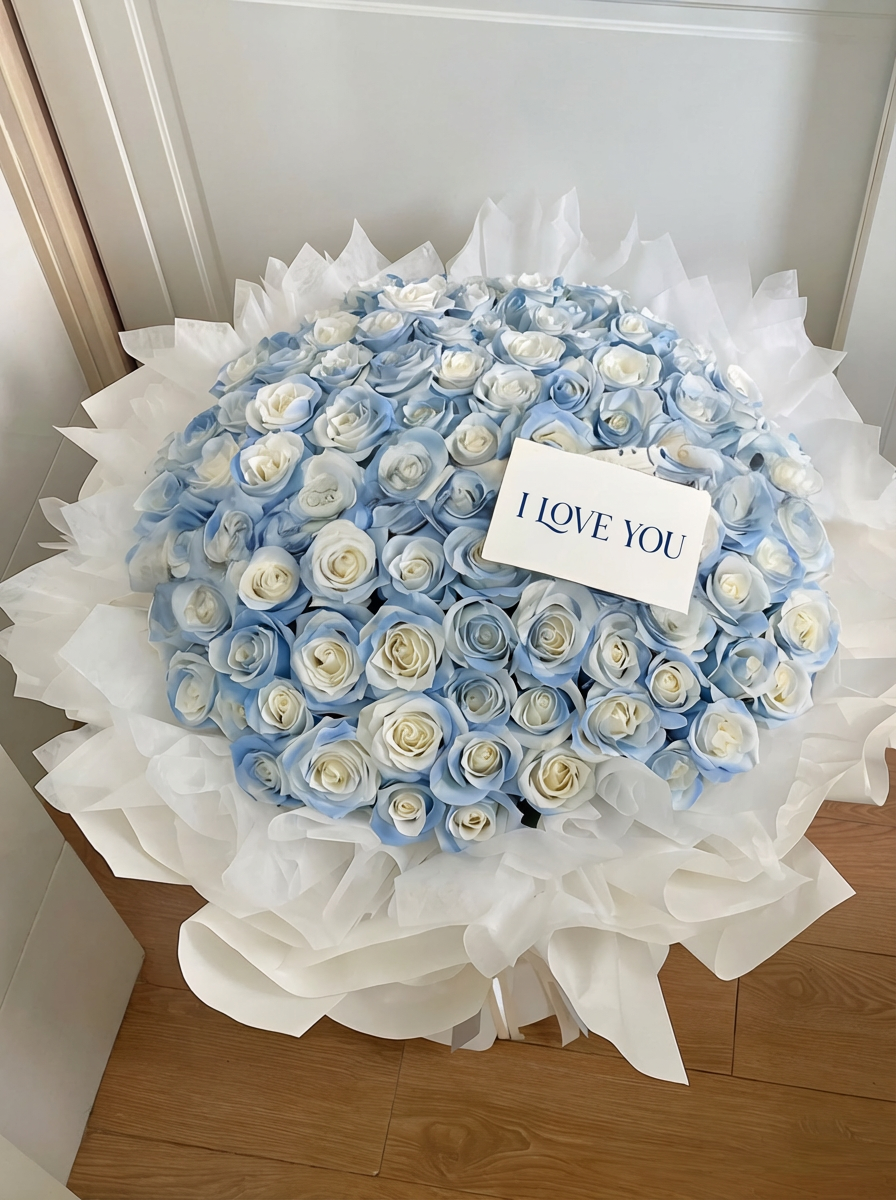 Frozen Sapphire |  60 roses Fresh Flower Bouquet