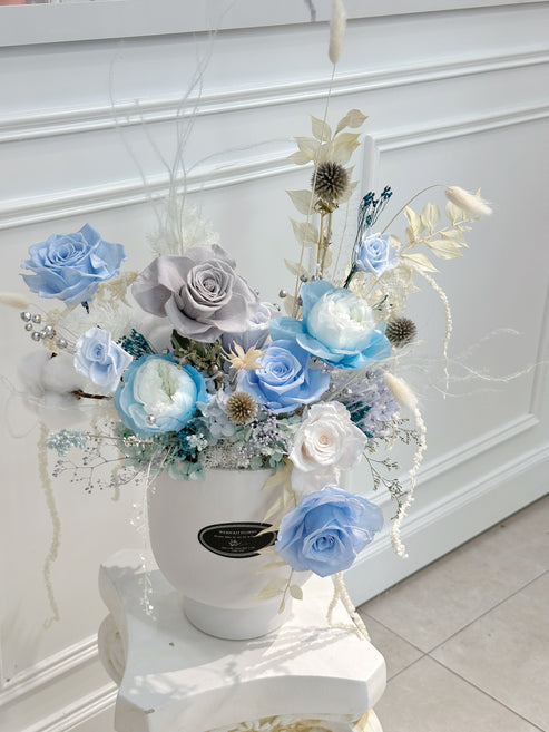Feather Blue | Everlasting Preserved Flower In Vase