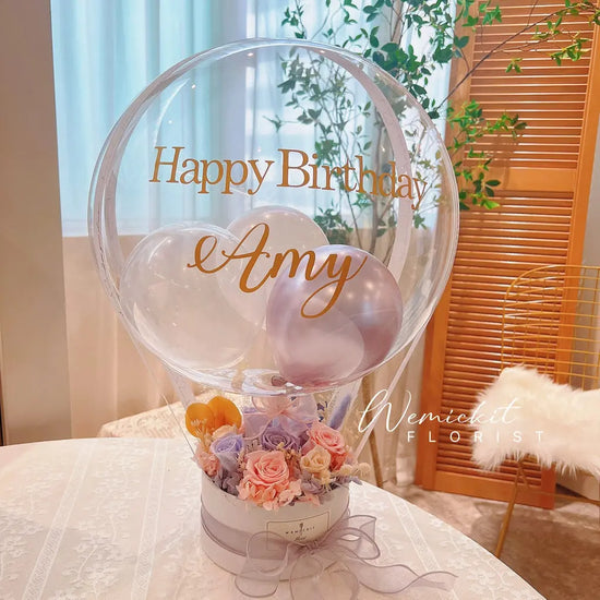 Echo丨Preserved Flower Box With Balloon WEMICKIT - Melbourne Floral Arrangement