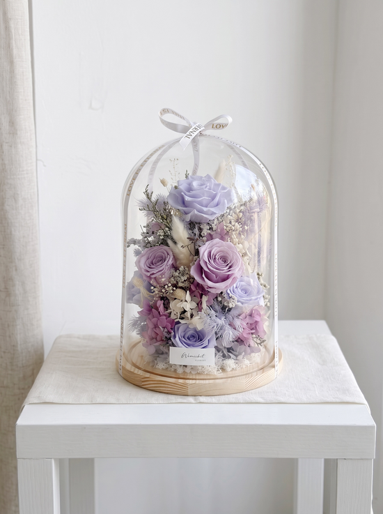 Lunar Violet | Preserved Flowers Glass Dome