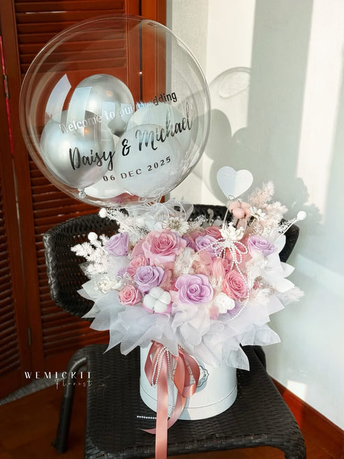 Precious Pearl ｜ Preserved Flower Box With Balloon