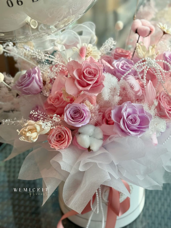 Precious Pearl ｜ Preserved Flower Box With Balloon