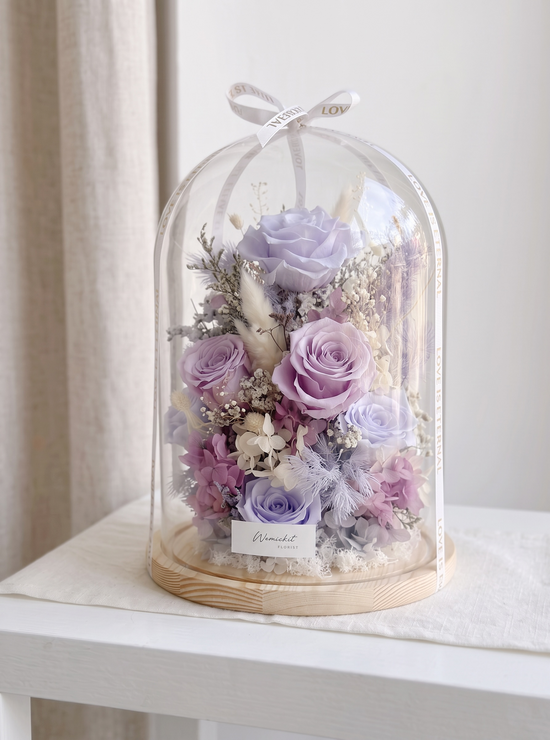 Lunar Violet | Preserved Flowers Glass Dome