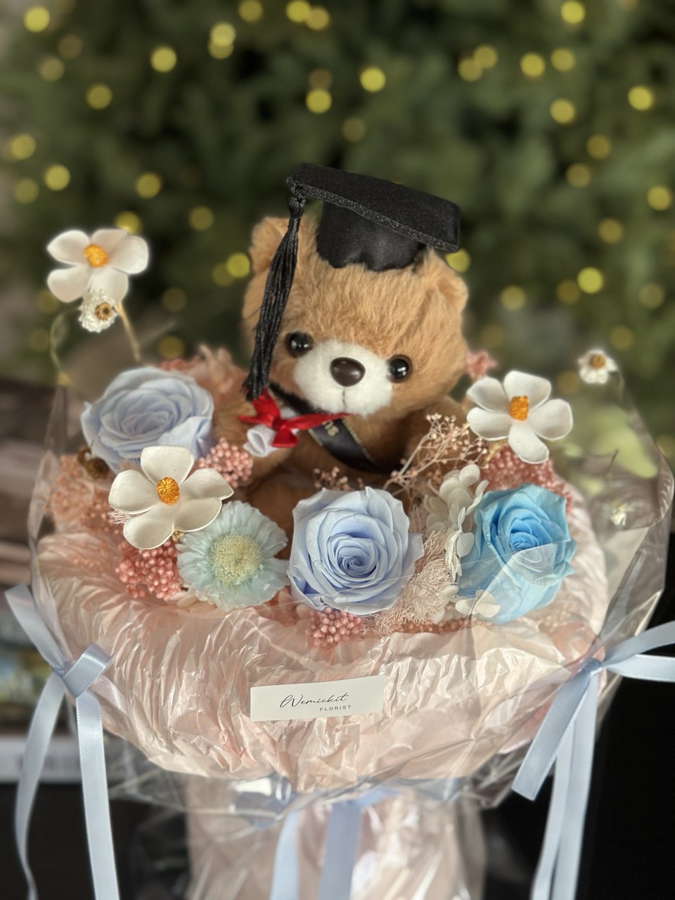 PeachGrad Teddy Bear Bouquet | Preserved Flower Bouquet