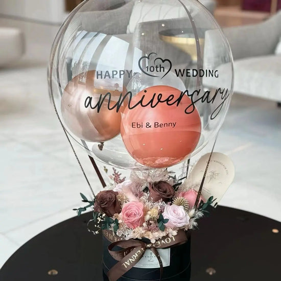Mocha Pink | Preserved Flower Box with Balloon WEMICKIT - Melbourne Floral Arrangement