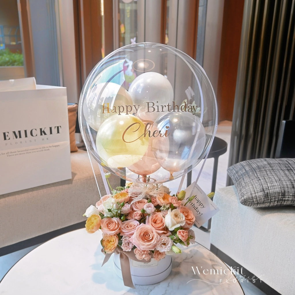 Pale Peach | Preserved Flower Box with Balloon