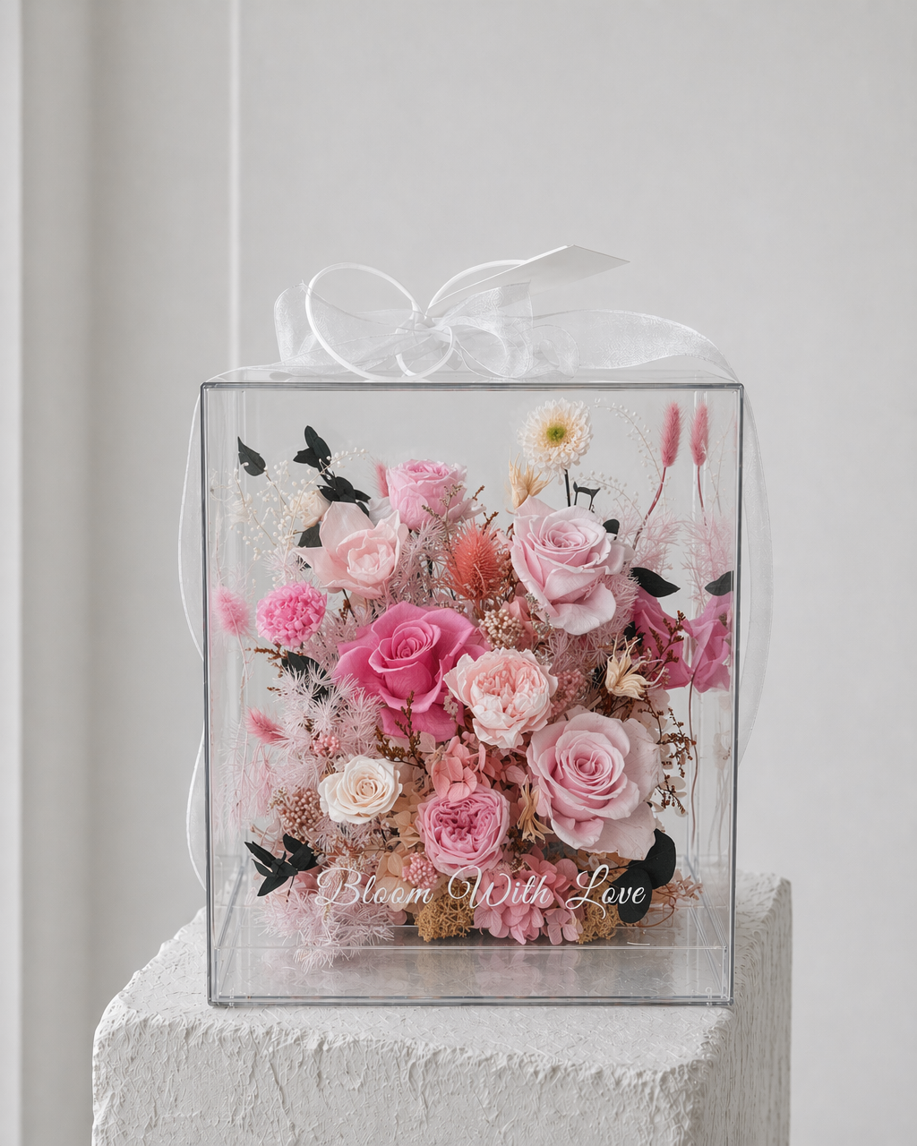 Eternal Sanctuary Bloom Box (Pink)  | Everlasting Preserved Flower box