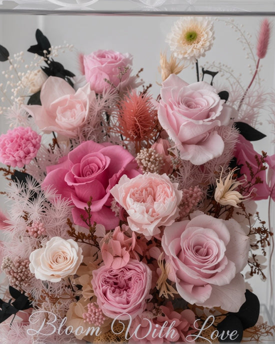 Eternal Sanctuary Bloom Box (Pink)  | Everlasting Preserved Flower box