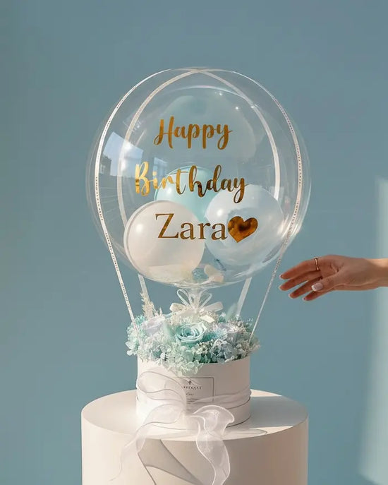 Tiffany Love丨Preserved Flower Box With Balloon WEMICKIT - Melbourne Floral Arrangement