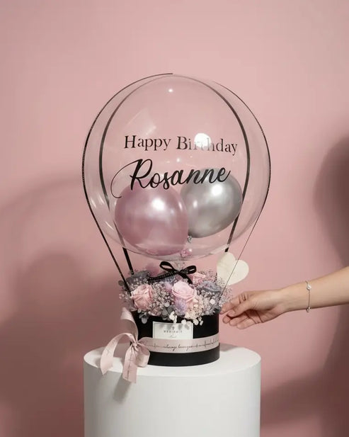 Dusty Pink丨Preserved Flower Box with Balloon WEMICKIT - Melbourne Floral Arrangement