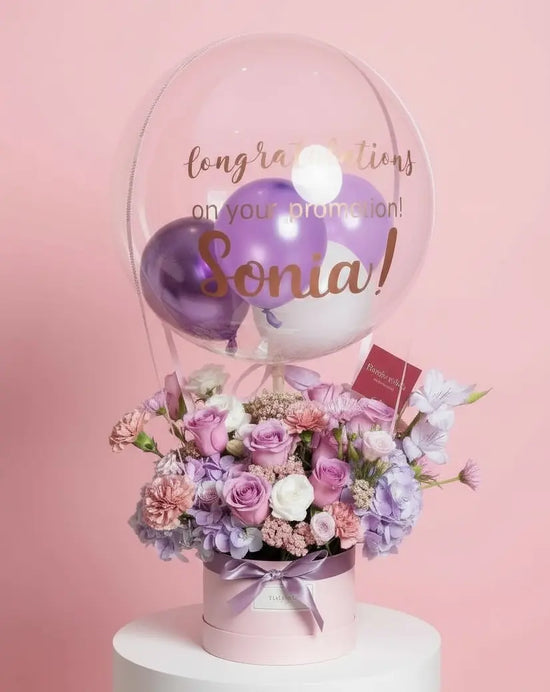 Clementine丨Fresh Flower Box With Balloon WEMICKIT - Melbourne Floral Arrangement