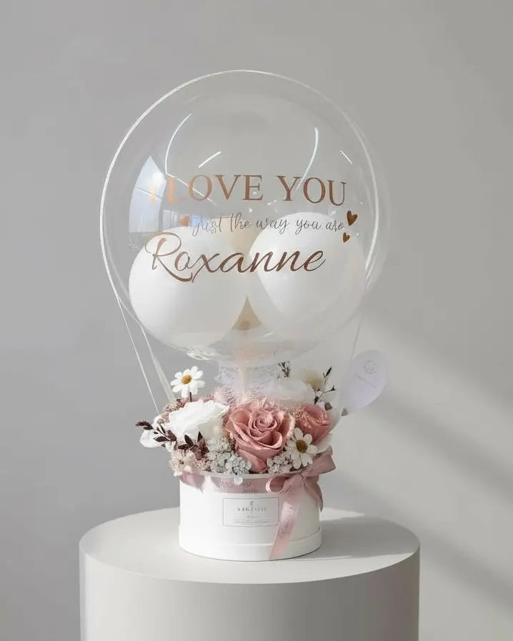 Roxanne | Preserved Flower Box with Balloon WEMICKIT - Melbourne Flower Delivery