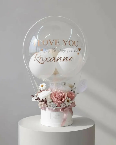 Roxanne | Preserved Flower Box with Balloon WEMICKIT - Melbourne Flower Delivery