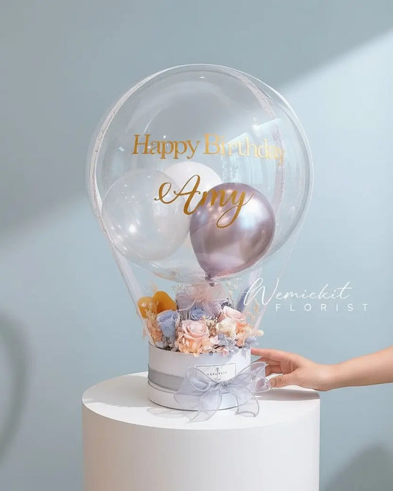 Echo丨Preserved Flower Box With Balloon WEMICKIT - Melbourne Floral Arrangement