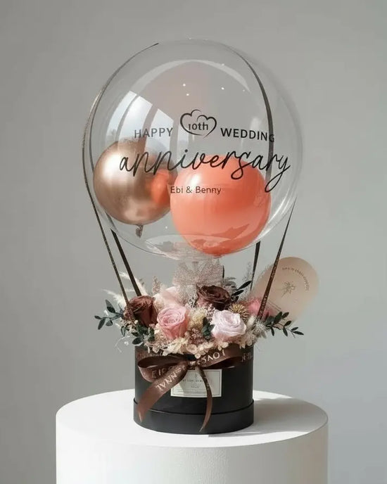 Mocha Pink | Preserved Flower Box with Balloon WEMICKIT - Melbourne Floral Arrangement