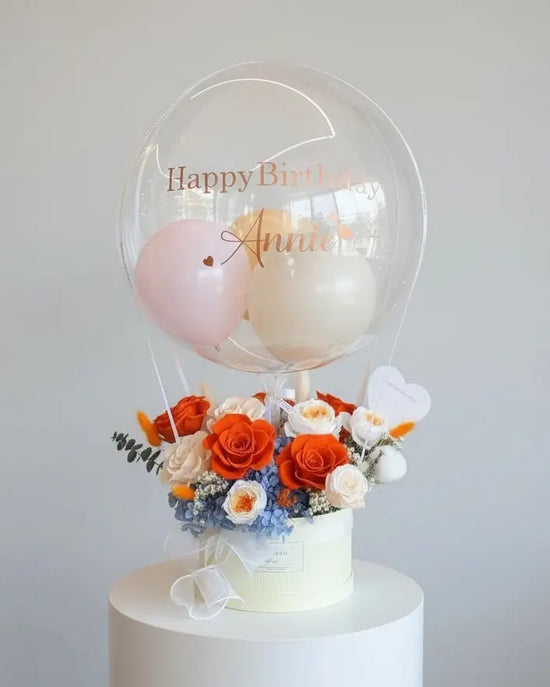Petal Puffs Party |  Preserved Flower Box with Balloon WEMICKIT - Melbourne Flower Delivery