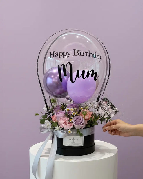 Pansy｜Fresh Flower Box with Balloon WEMICKIT - Melbourne Floral Arrangement