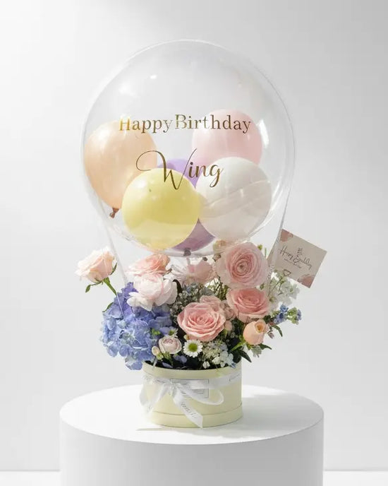 Sylvia丨Fresh Flower Box With Balloon WEMICKIT - Melbourne Floral Arrangement