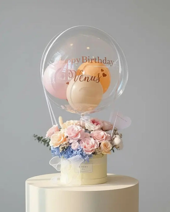 Venus | Preserved Flower Box with Balloon WEMICKIT - Melbourne Flower Delivery