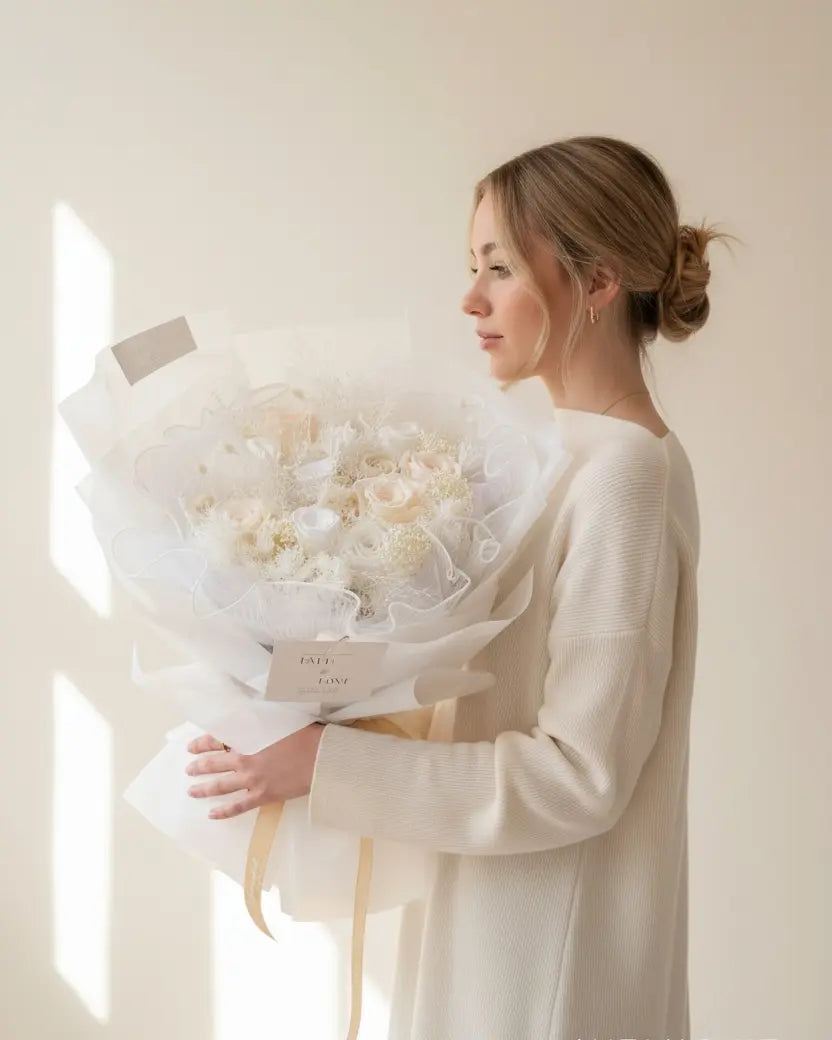 First Love - White丨Preserved Flower Bouquet WEMICKIT - Melbourne Floral Arrangement