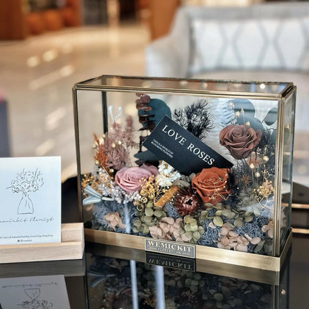 Mystery Garden (Orange) | Preserved Flower Glass Dome WEMICKIT - Melbourne Flower Delivery