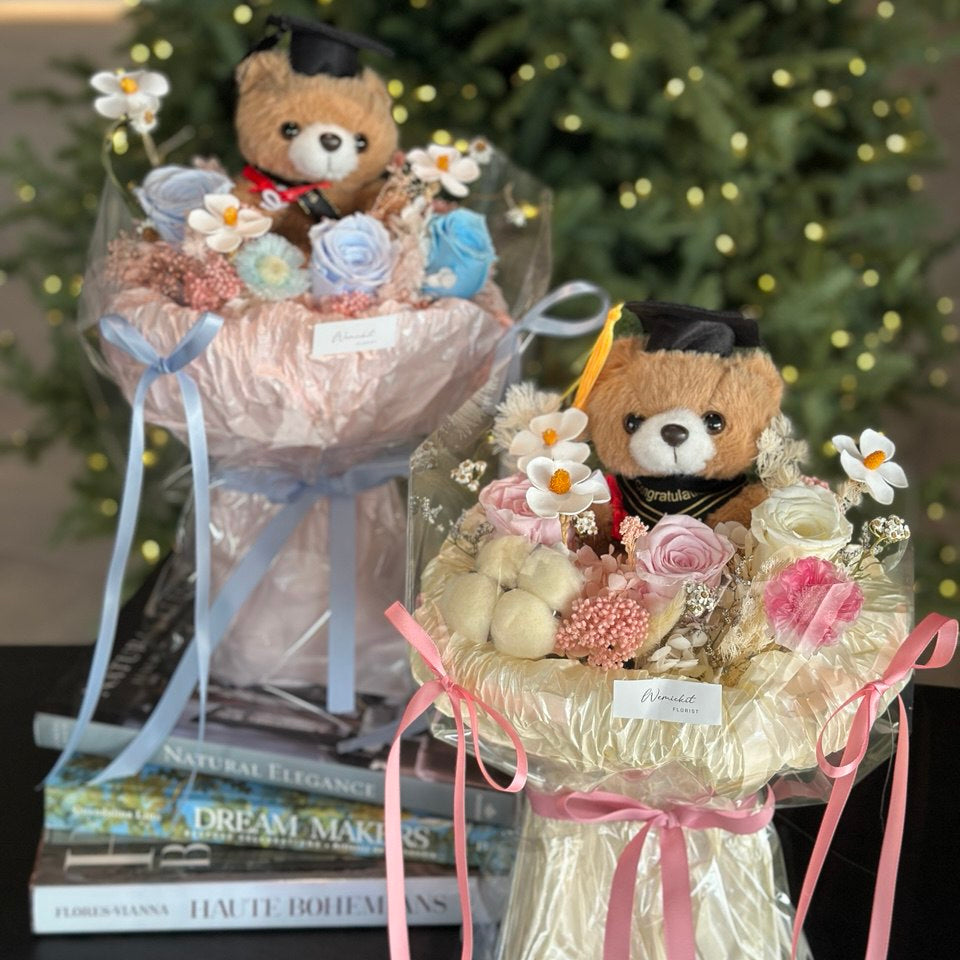 PeachGrad Teddy Bear Bouquet | Preserved Flower Bouquet