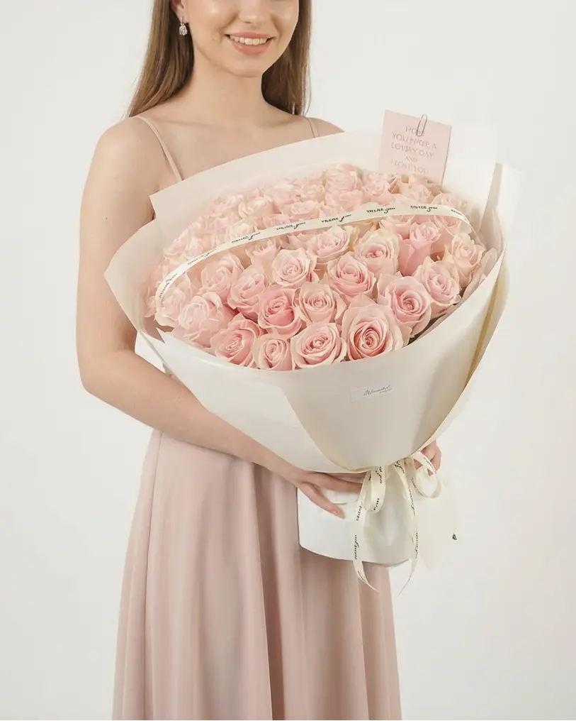 Rosalia - Pink | 50 Roses Luxury Bouquet WEMICKIT - Melbourne Flower Delivery
