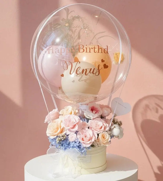 Venus | Preserved Flower Box with Balloon WEMICKIT - Melbourne Flower Delivery