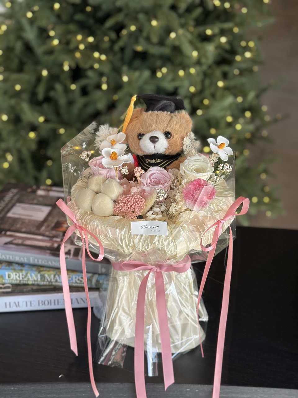 PeachGrad Teddy Bear Bouquet | Preserved Flower Bouquet