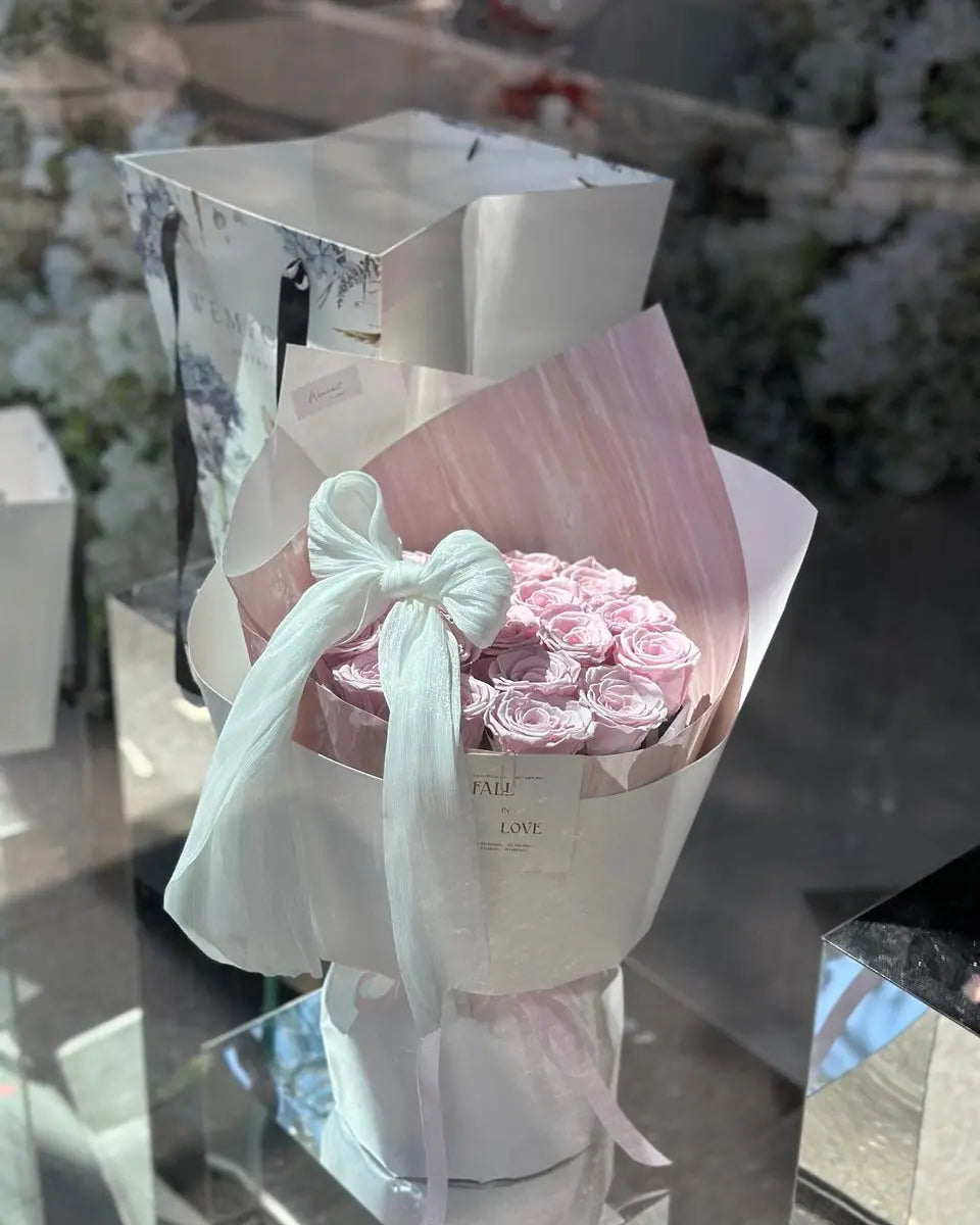 Bloomie - Pink | 20 Roses Preserved Flower Bouquet WEMICKIT - Melbourne Flower Delivery