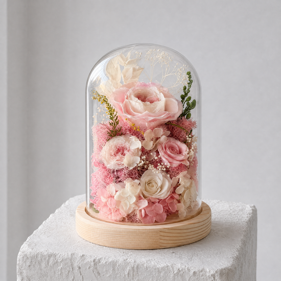 Rosy Dream | Everlasting Preserved Flower Glass Dome