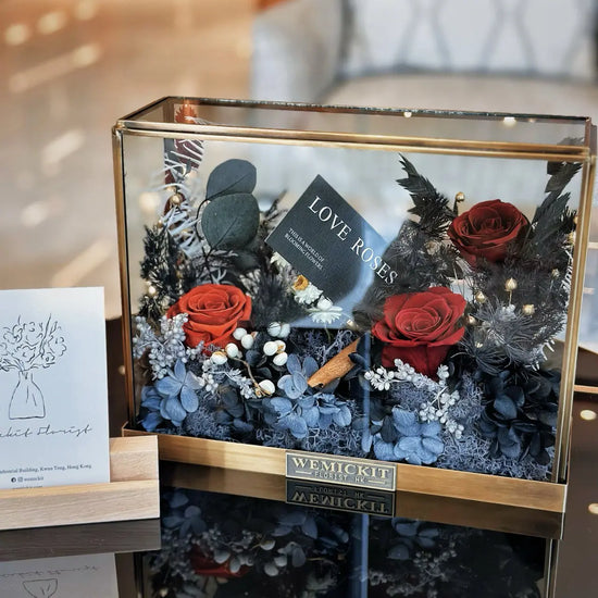 Mystery Garden (Red) | Preserved Flower Glass Dome WEMICKIT - Melbourne Flower Delivery
